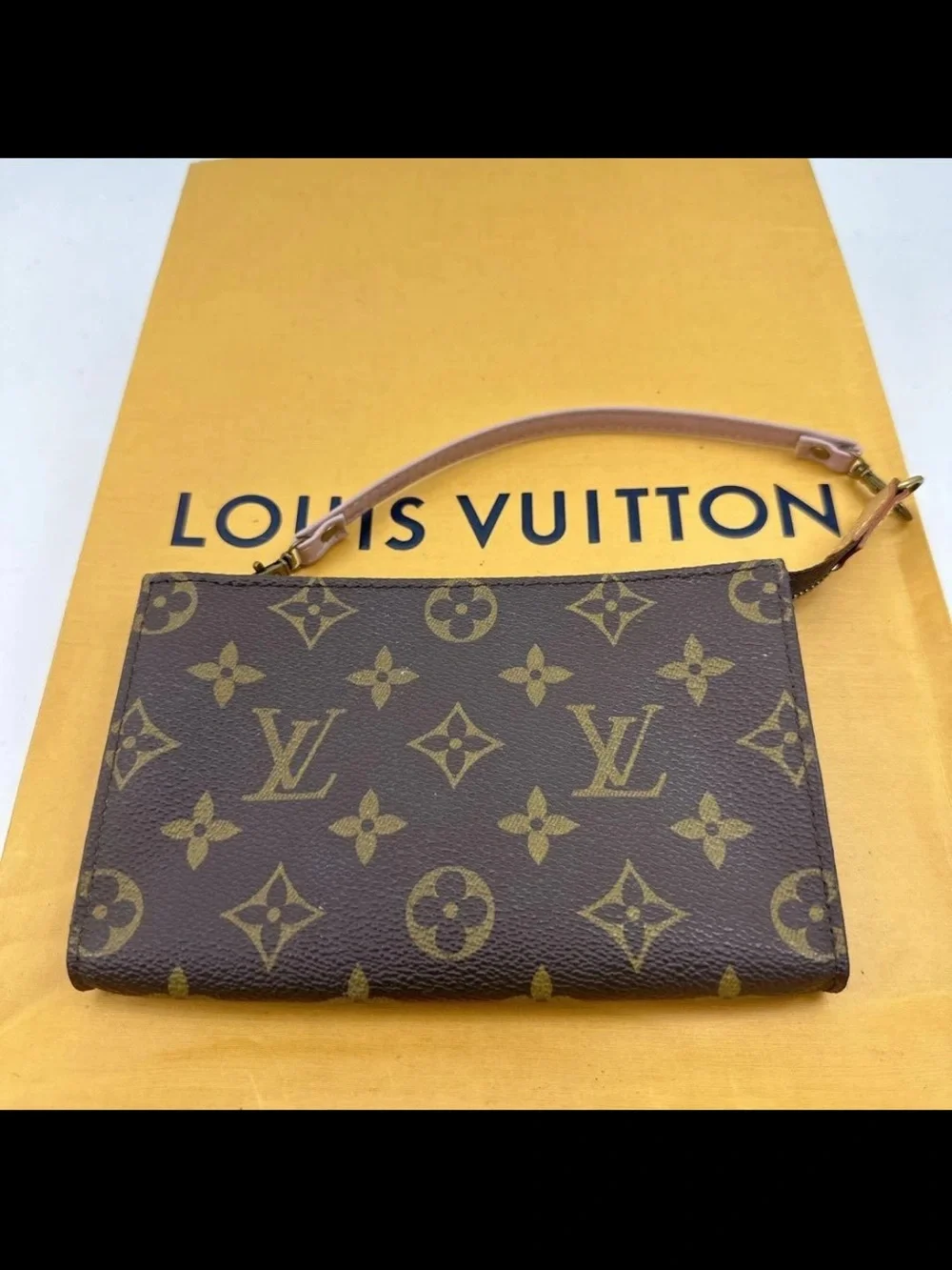 Louis Vuitton Monogram Mini Pochette in Brown with Natural Strap